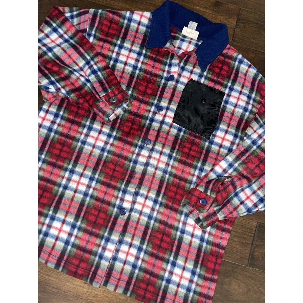 North Crest Women's Red‎ Plaid Cozy Fleece Shacket Shirt Jacket Size XL (18)